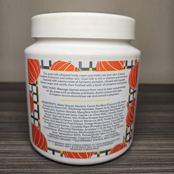 Beekman 1802 Mega 24oz Brown Sugar Pumpkin Whipped Body Cream with Spatula NEW - Picture 3 of 3